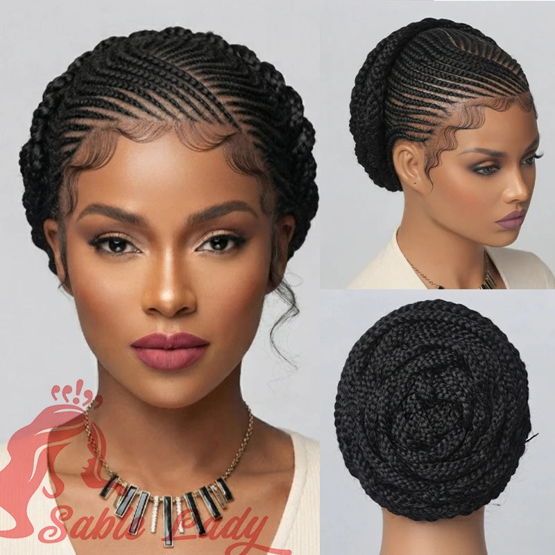 Braided Wig – HD Lace Front Glueless Updo – High Temperature Fiber | KIMLUD