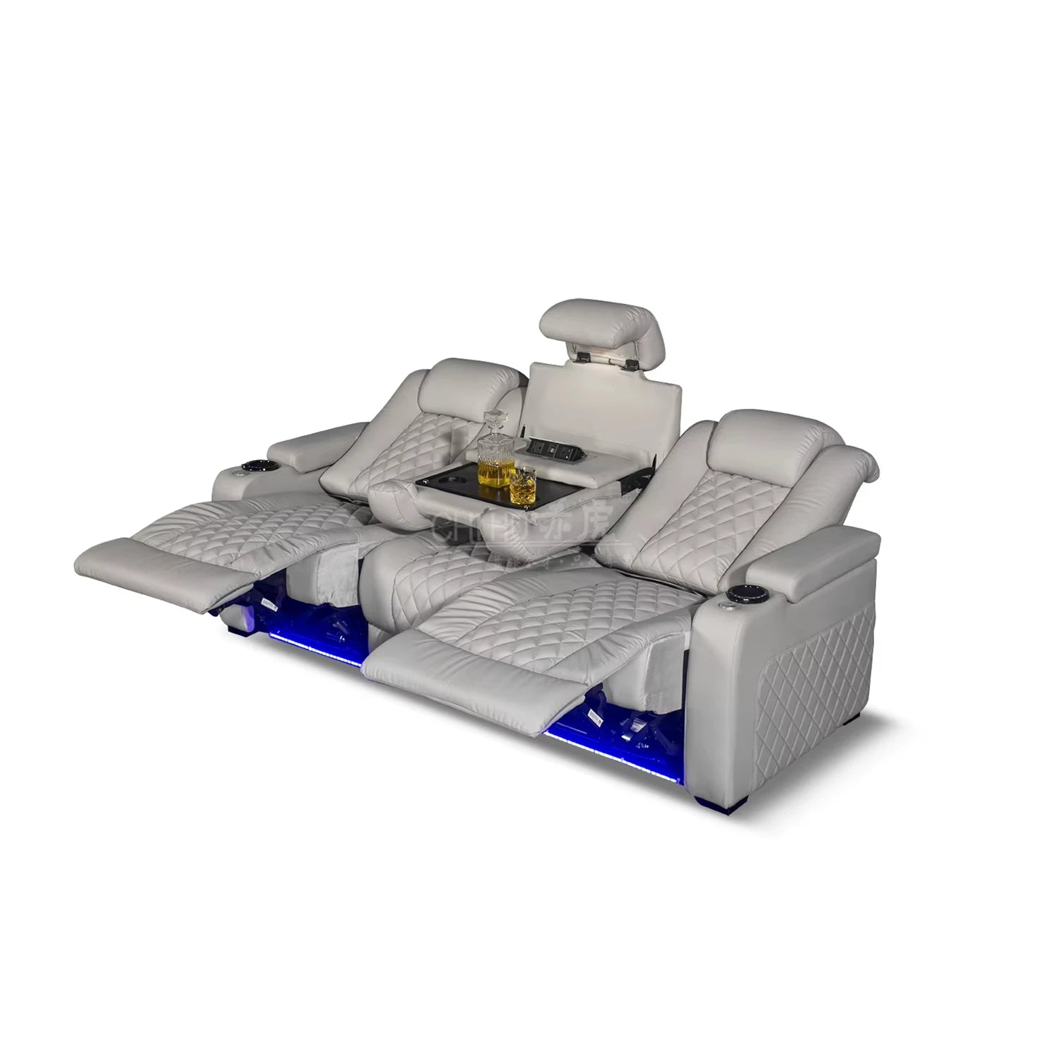 Minimalist Cinema Sofa 3-Seater Electric Recliner — White | KIMLUD
