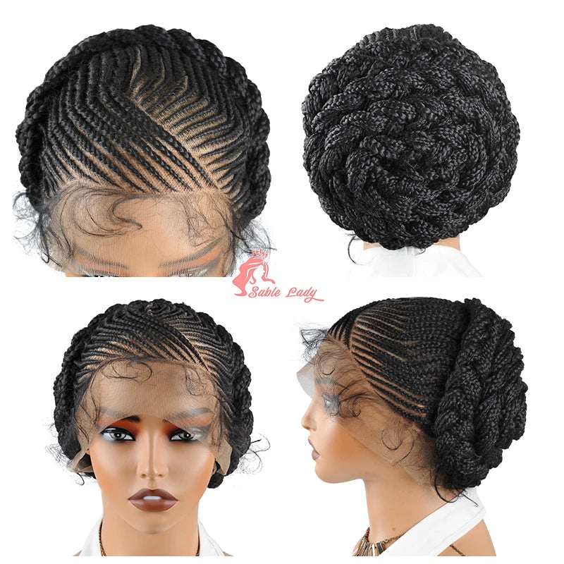 Braided Wig – HD Lace Front Glueless Updo – High Temperature Fiber | KIMLUD