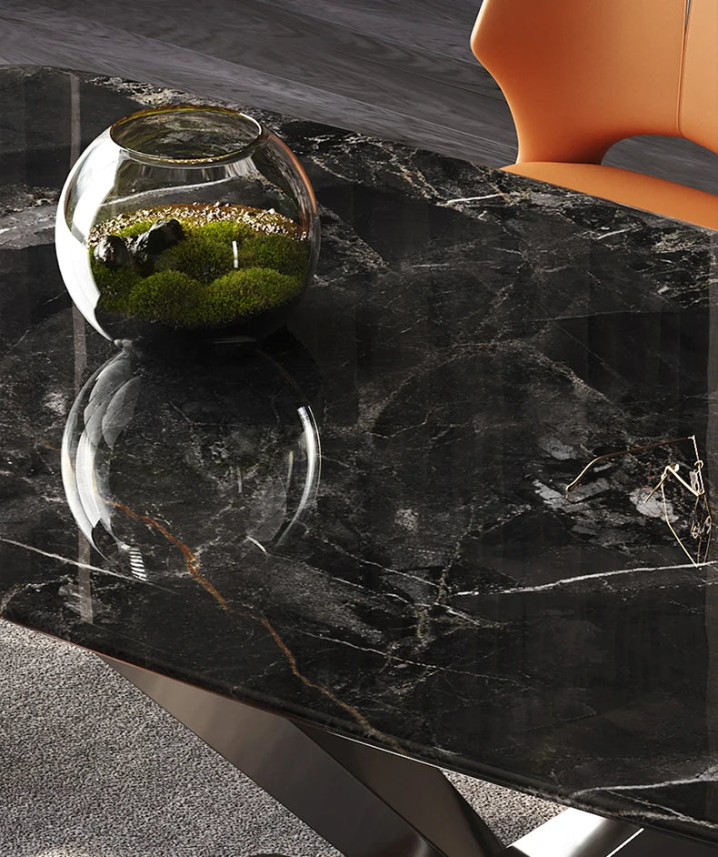 Nordic Modern Luxury Marble Dining Table with Extendable Metal Legs Hot Sale Home Furniture Stone Style Living Room