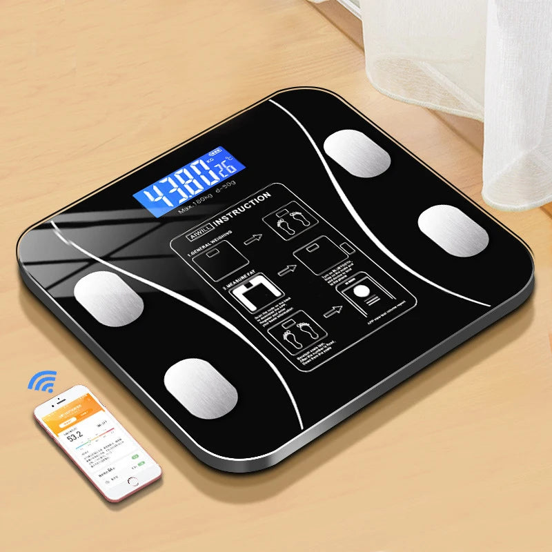 Smart Body Fat Scale With Bluetooth App And LED Digital Display — Rose Pink | KIMLUD
