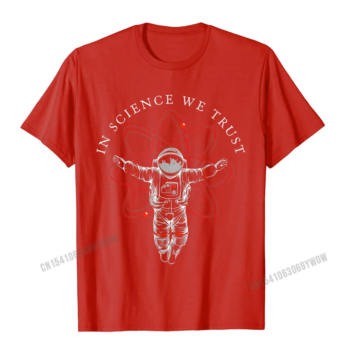 Men's T-Shirt – In Science We Trust Astronaut Print – Cotton Black | KIMLUD
