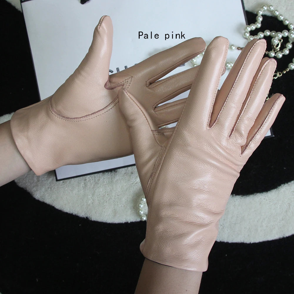 Leather Gloves Genuine Lambskin Short Black | KIMLUD