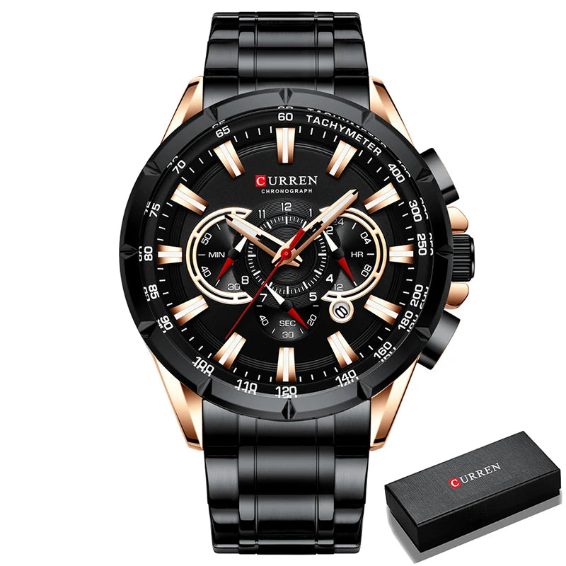 Stainless Steel Chronograph Watch — Silver | KIMLUD