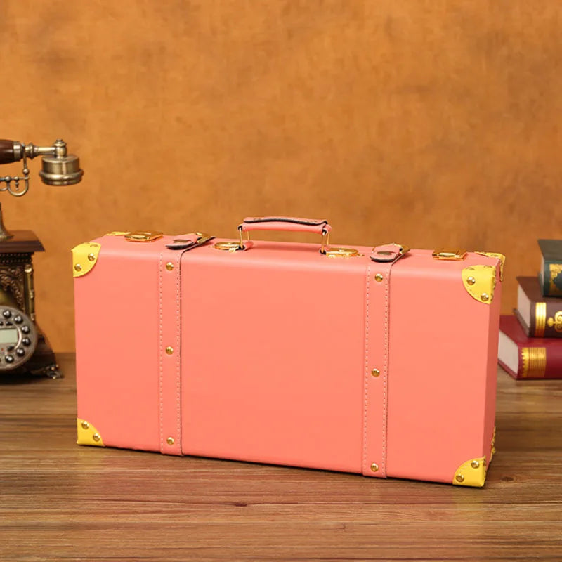 Luxurious Vintage Trunk Suitcases Leather — Brown | KIMLUD