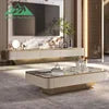 Wooden TV Stand & Coffee Table With Panel Feature — Custom Color | KIMLUD