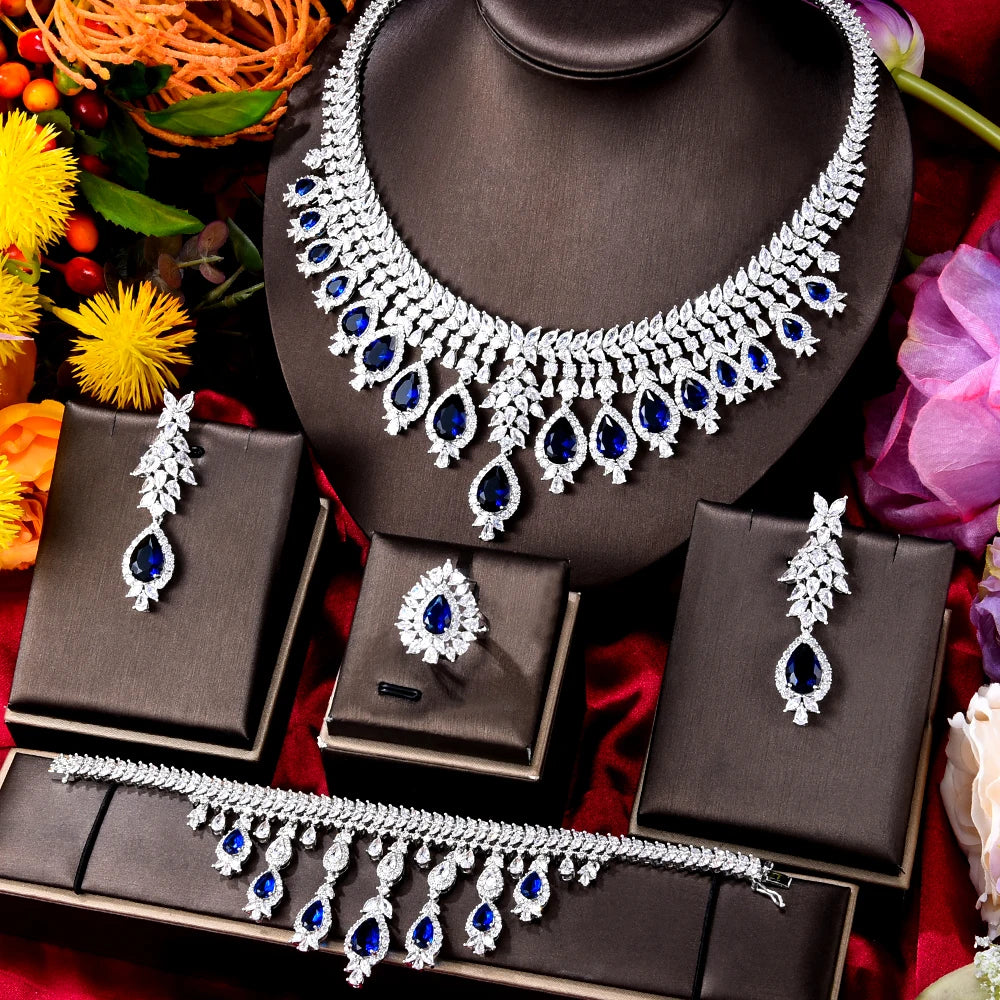 GODKI Famous Brand Green CZ Luxury African Jewelry Sets For Women Wedding Party Zircon Crystal Dubai Bridal Jewelry Set Gift