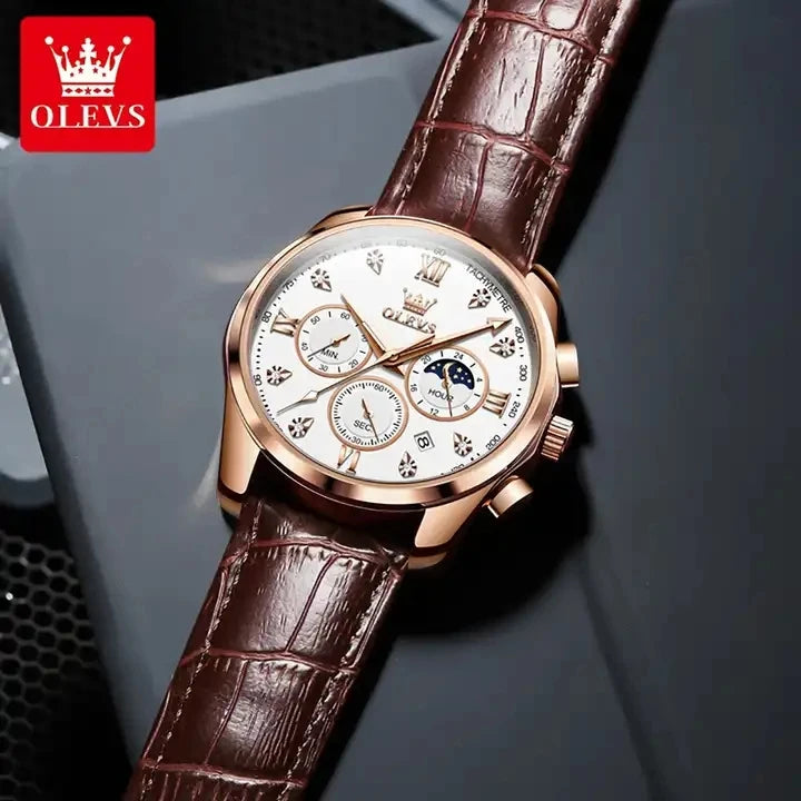 OEM Olevs Watches 2888 2023 New Men's Quartz Watch Fashion Luminous Hands with Date Waterproof Men's Watch Leather Band