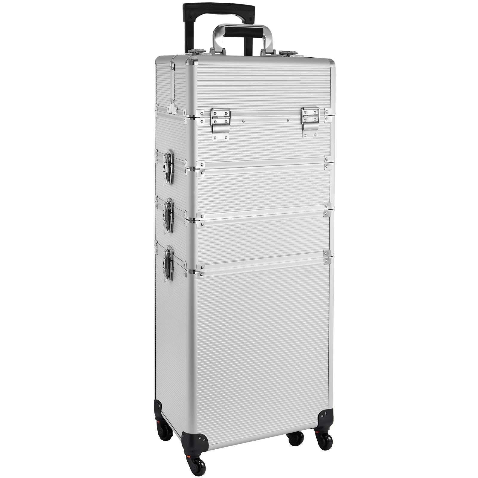 Hot Selling Professional Large 4-in-1 Rolling Makeup Case Eco-Friendly Aluminum Practical Lockable Train Extendable Portable