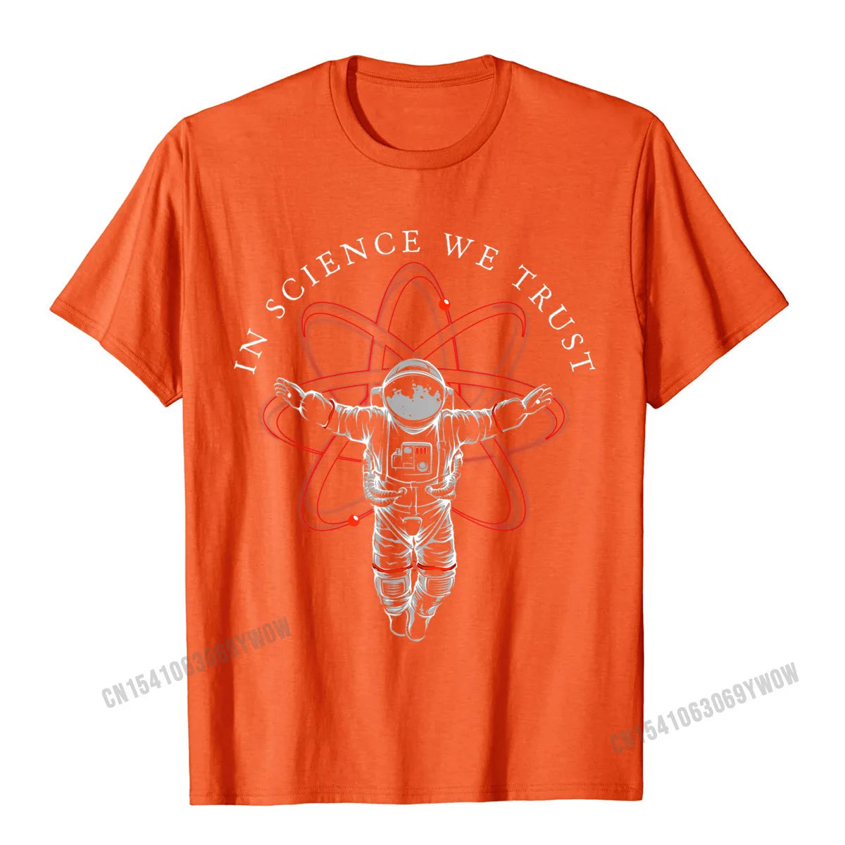 Men's T-Shirt – In Science We Trust Astronaut Print – Cotton Black | KIMLUD