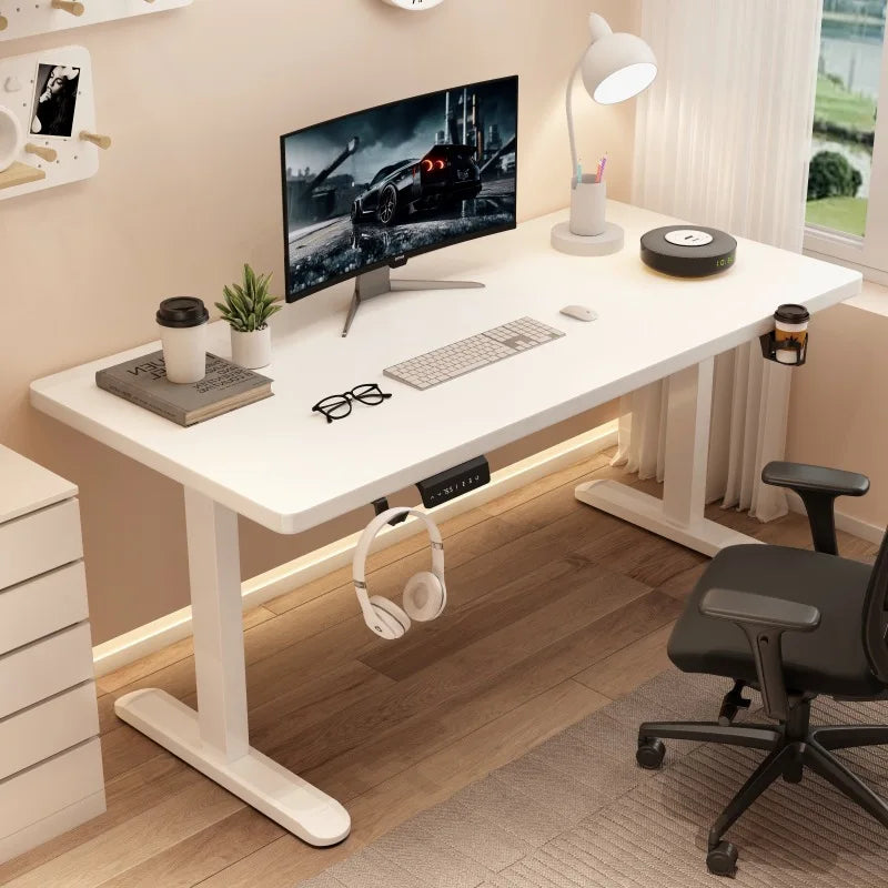 Walnut Wood Desk Extendable Sit-Stand — Walnut Brown | KIMLUD