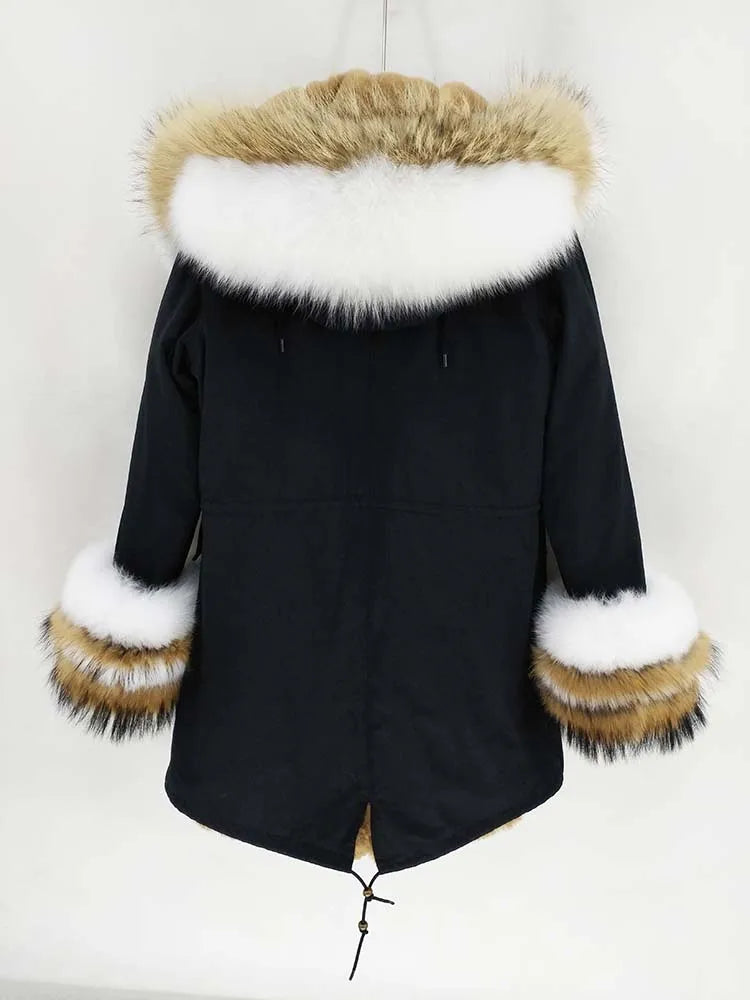 OFTBUY 2022 Long Parka Real Fur Coat Winter Jacket Women Natural Raccoon Fur Fox Fur Collar Hood Cuffs Thick Warm Outerwear New