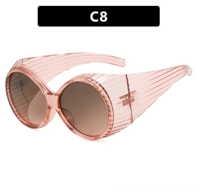 PC Thick Frame Round Sunglasses Solid — Black | KIMLUD