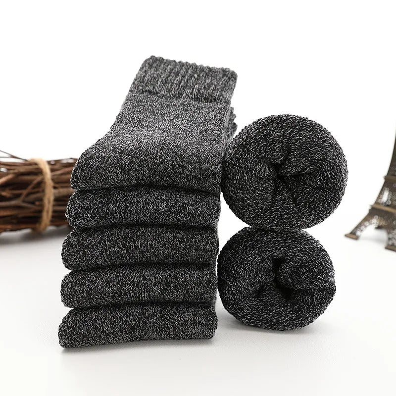 Thermal Cotton-Blend Socks 5-Pair Pack For Men — Black | KIMLUD