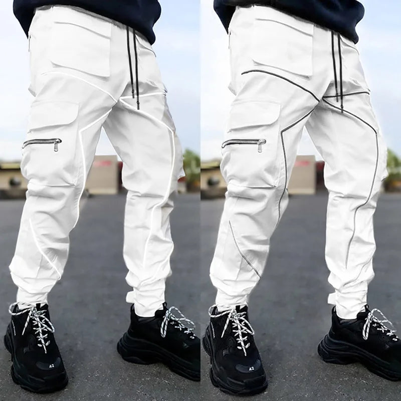 Reflective Cargo Pants Multi-Pocket — Black | KIMLUD