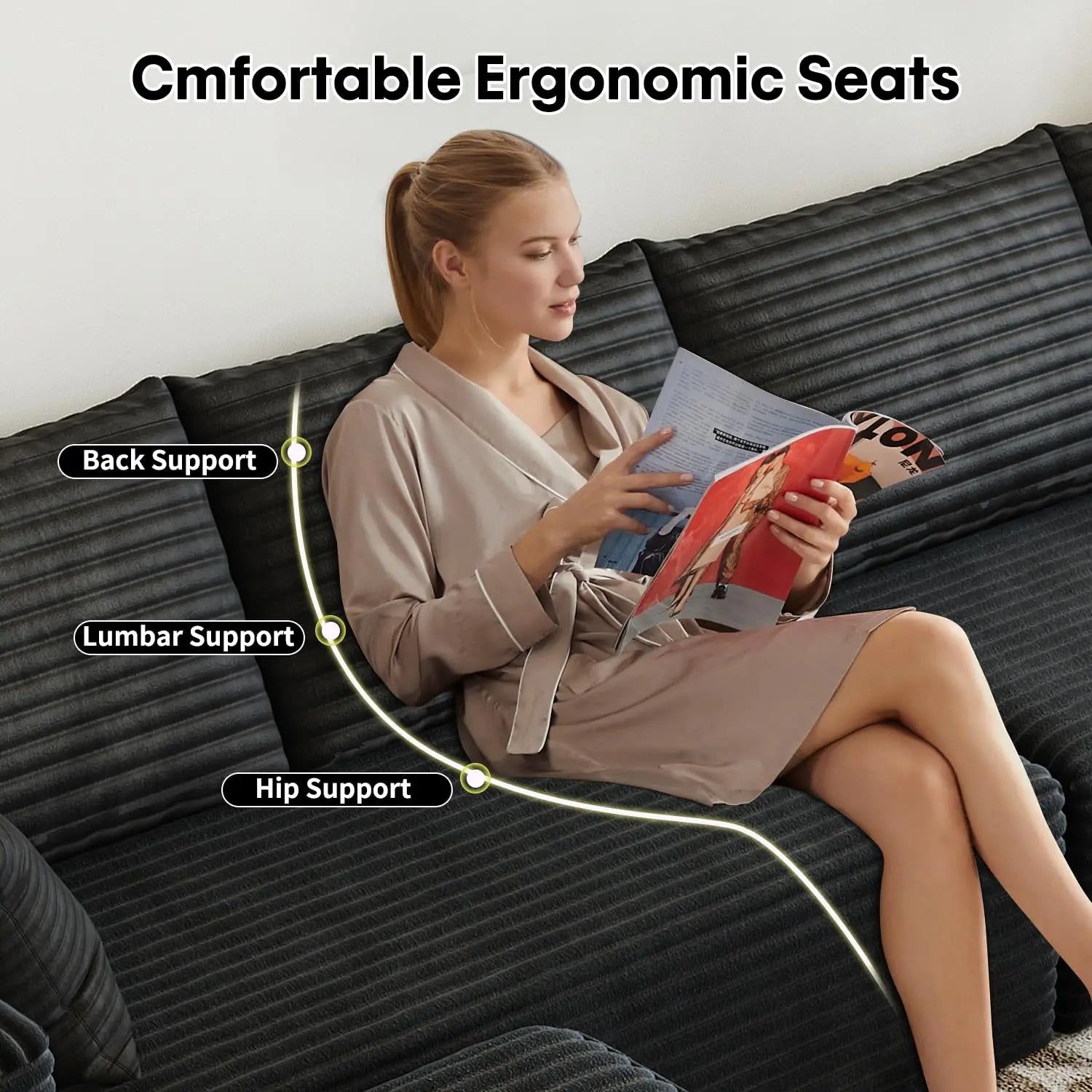 China Supplier 107 Inch Modular Cloud Sofa Sectional L Shape Modern Furniture Export