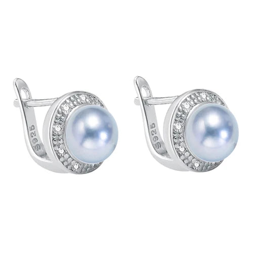 Sterling Silver Pearl Stud Earrings Natural Freshwater Pearl — White | KIMLUD