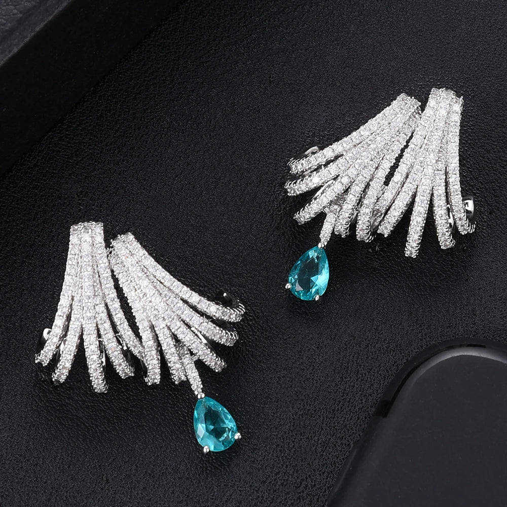 GODKI Luxury DOUBLE CLAWS STUD Earrings for Women Wedding Trendy Cubic Zircon Indian Party Jewelry GIFT