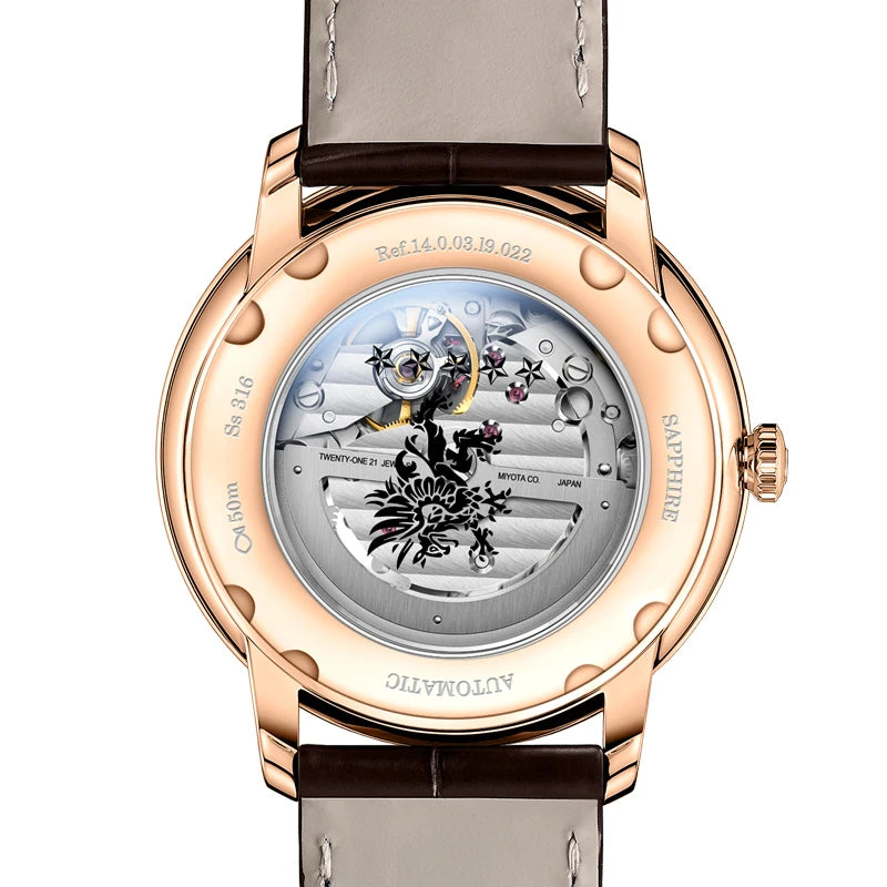 Switzerland LOBINNI Men Watches Luxury Brand Perpetual Calender Japan MIYOTA Auto Mechanical Men's Clock Sapphire Leather