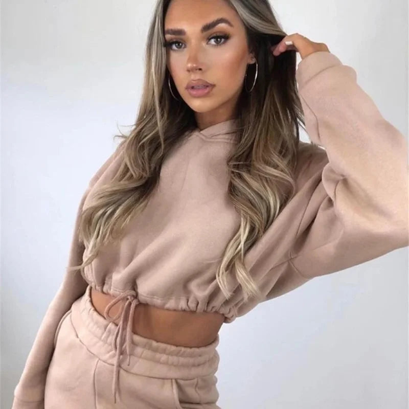 Zippered Two-Piece Tracksuit Set With Sculptural Comfort For Winter City Lounging — Powder-Blue | KIMLUD