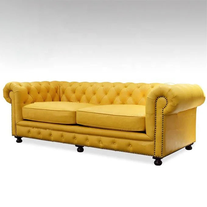 Hot Selling European Chesterfield 3 2 1seater Leather Sofa Set Living Room Furniture