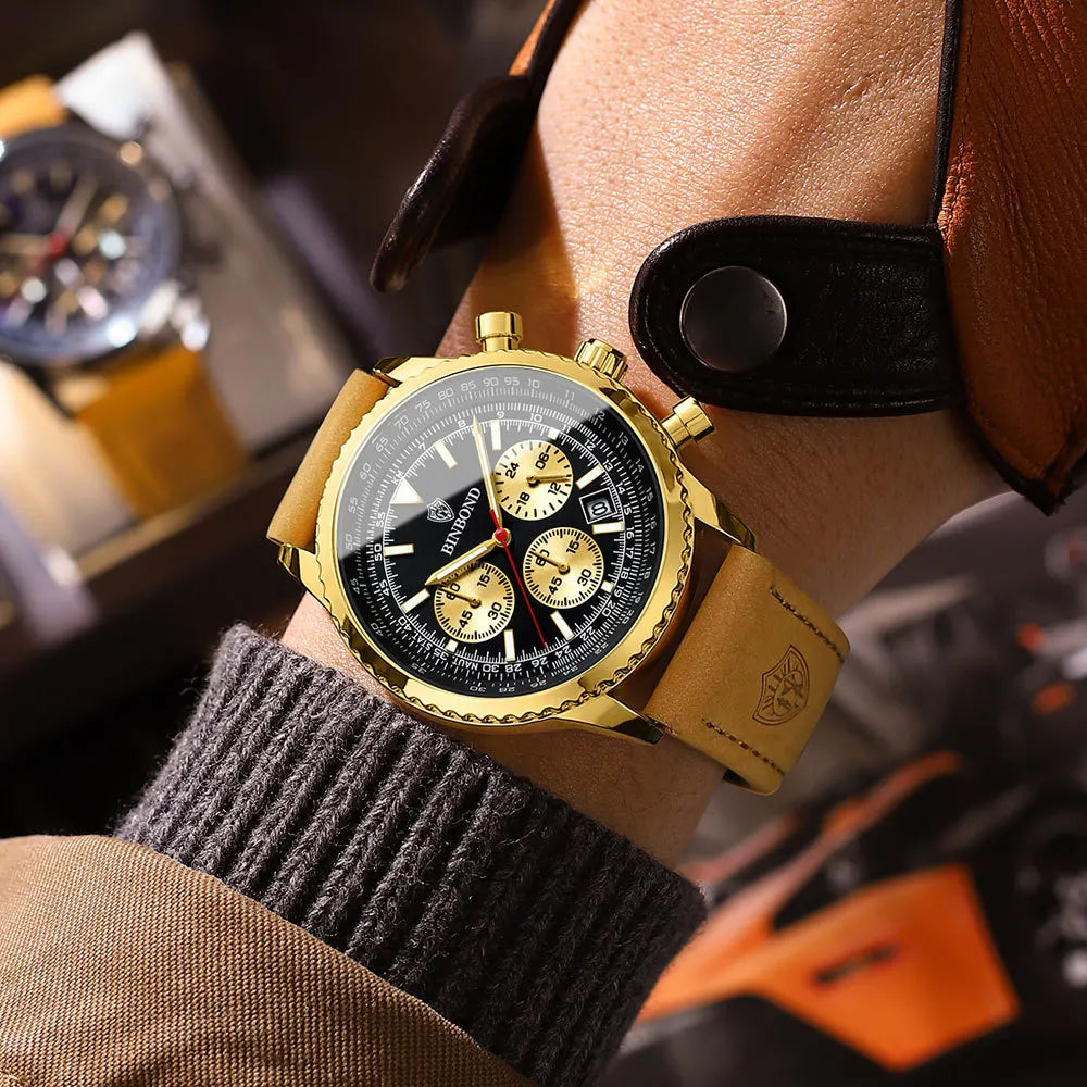 Binbond B6606 6606 Fashion Business Sports Luminous Classic Quartz Watch 30M Waterproof Calendar Creative Clock Men's Wristwatch