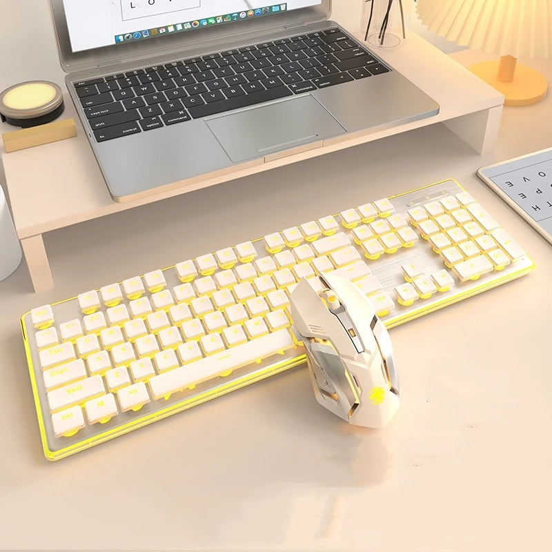 Metal Chassis Keyboard And Mouse Set Ultra-Thin Wireless Mechanical — Matte Black | KIMLUD