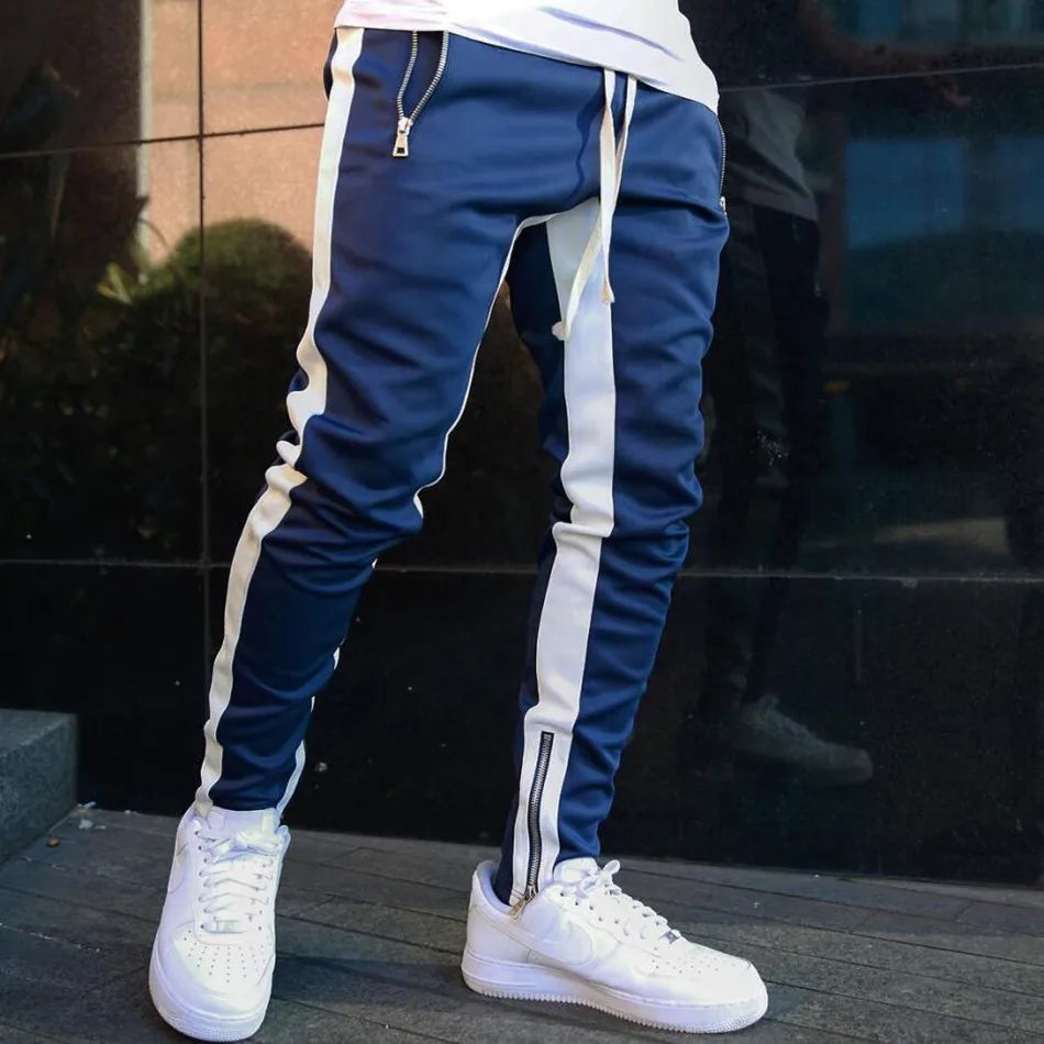 Cotton-Poly Broadcloth Joggers For City Running — Navy | KIMLUD