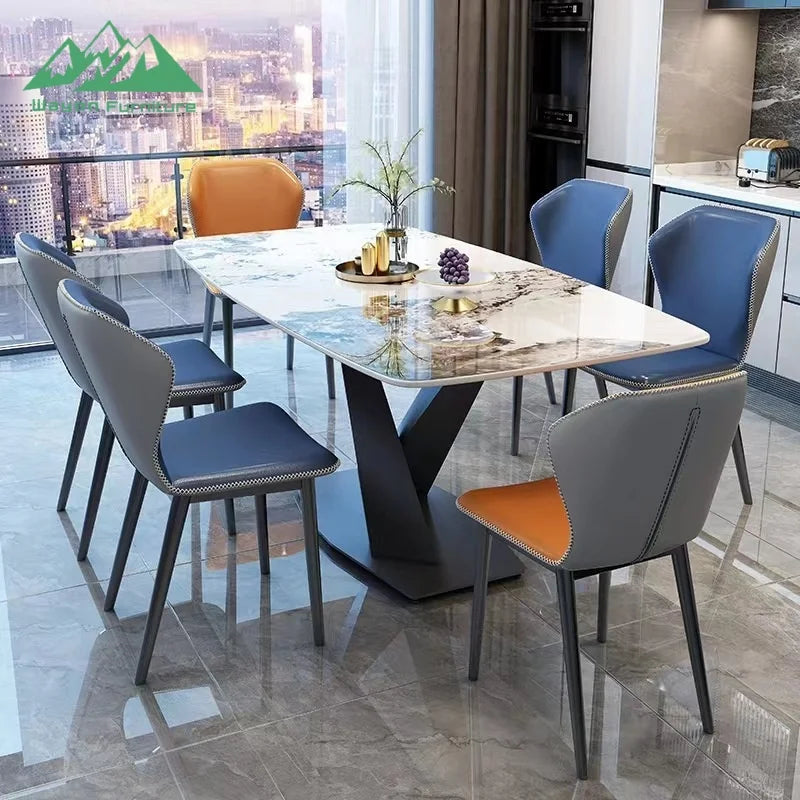 Sintered Stone Dining Table With X-Shaped Legs — Gray | KIMLUD