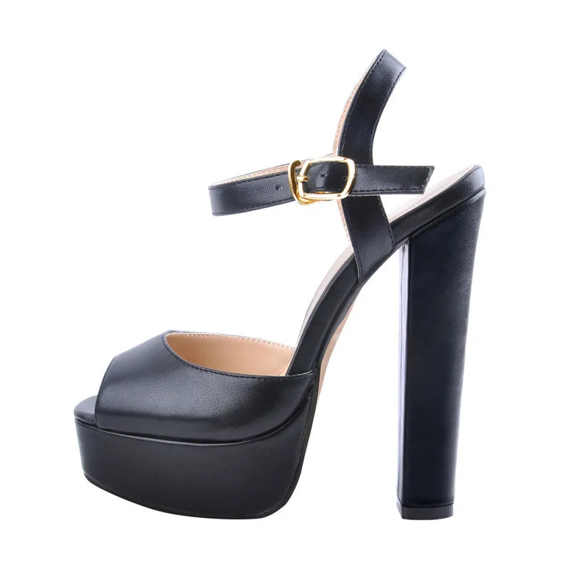 Onlymaker Women Sandals Ankle Strap Peep Toe Platform Black  Chuncky High Heels Squre Toe Party Dress Casual Sandals