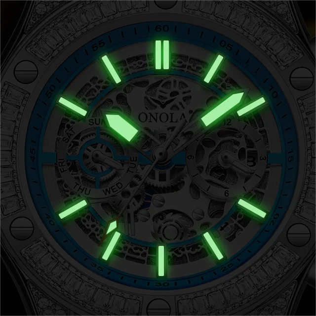 Silicone Strap Watch Quartz Round Dial 44mm Alloy Case 3ATM Luminous Hands — Red | KIMLUD