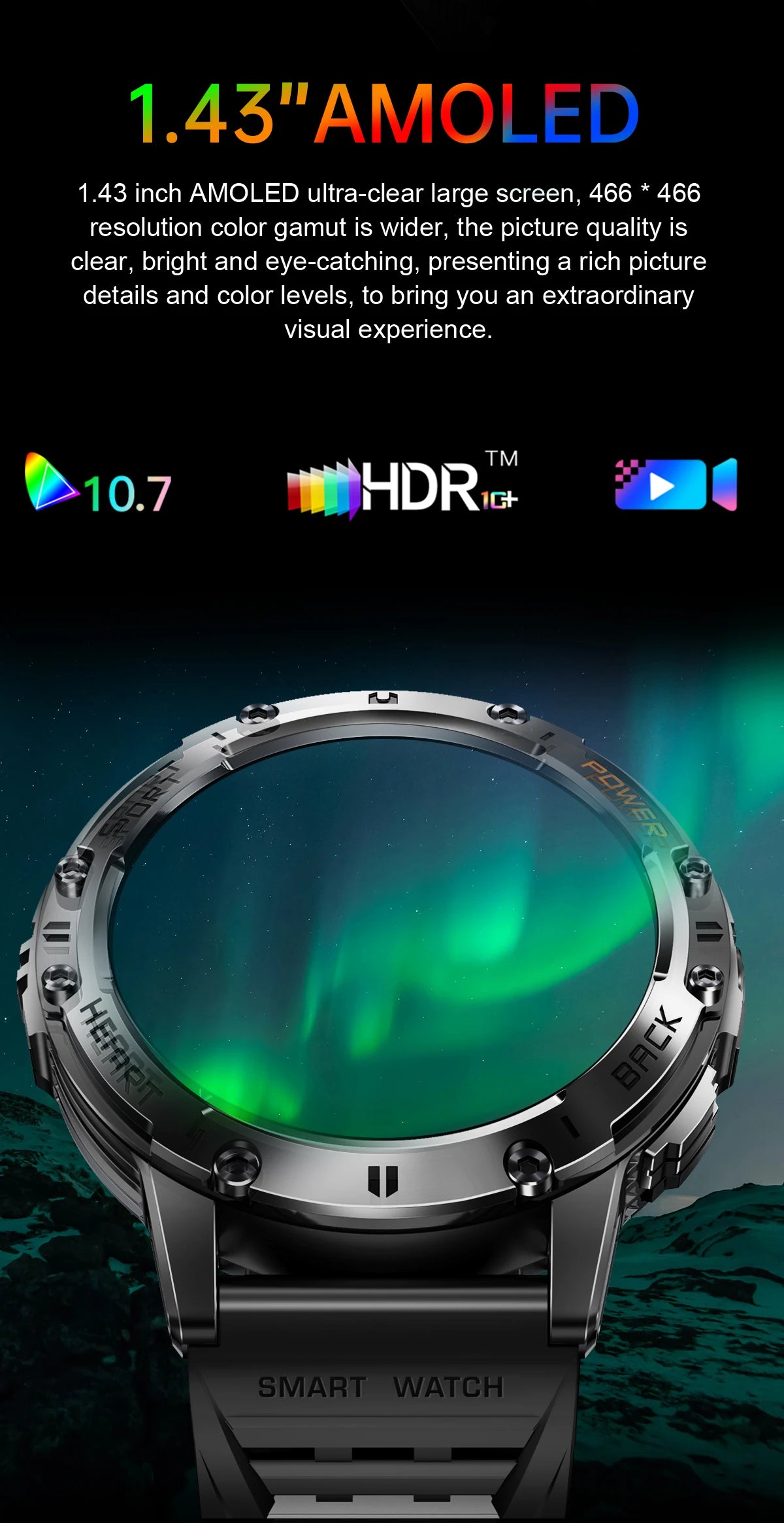 New Sports Watch K65 Smartwatch Heart Rate Monitor Health Tracking Sports Fitness Smartwatch Reloj Intelligente with Flashlight