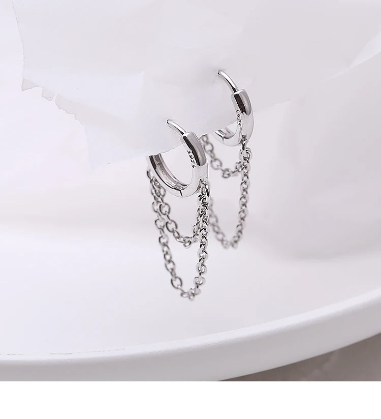REETI 925 Sterling Silver Earrings for Women Fashion Jewelry Chain Tassel Earring