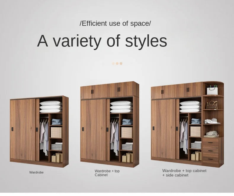 Wooden Wardrobe Minimalist Modern Bedroom Cabinet With Sliding Doors — White | KIMLUD
