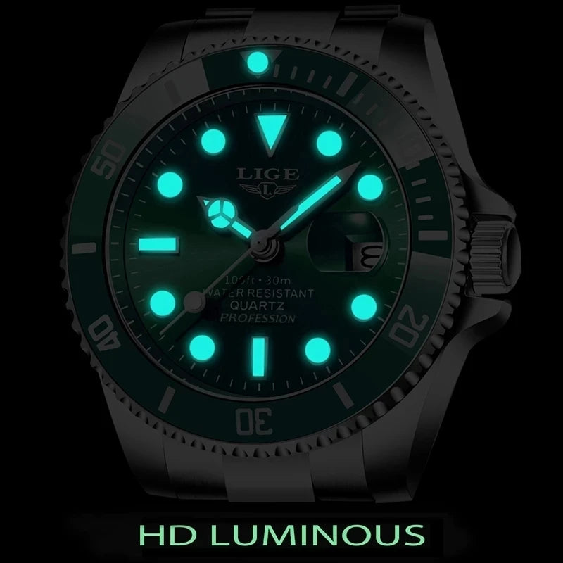 LIGE Top Brand Luxury Watches for Men Casual Sport Fashion Military Stainless Steel Wrist Auto Date Man Watch Clock Reloj Hombre