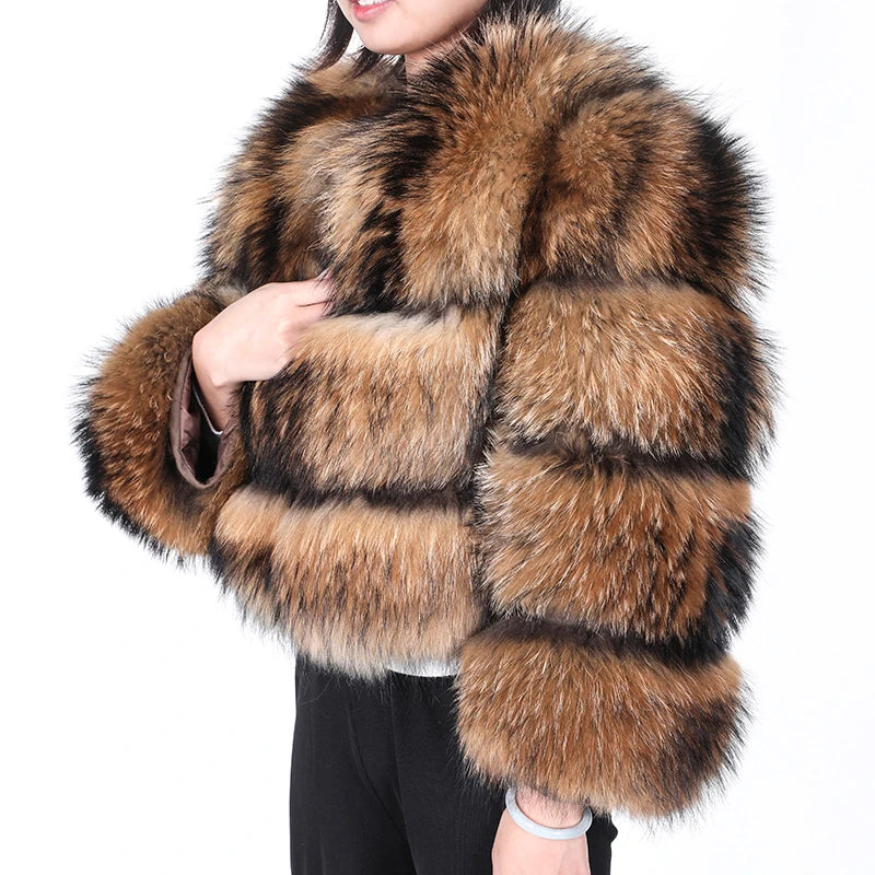 KIMLUD, 2024 maomaokong Super Hot Winter Women Luxury Thick Real Raccoon Fur Coat Natural Fox Fur Jacket Plus Size Jackets Female Vest, KIMLUD Womens Clothes