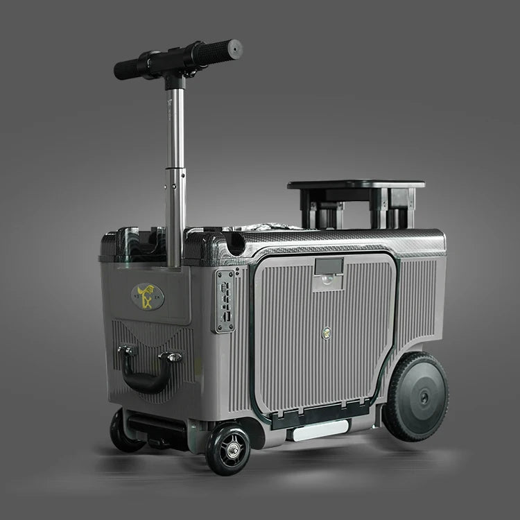 Matte ABS Exterior Luggage Travel Trolley Smart Scooter Riding — Black | KIMLUD