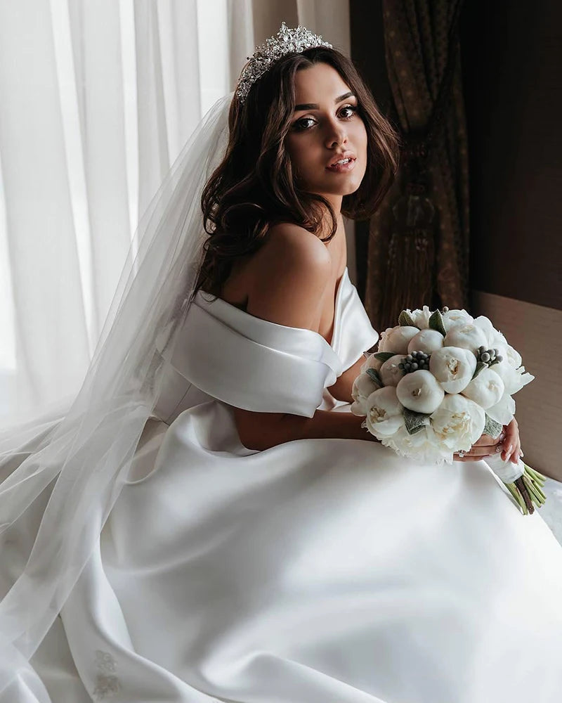 Wedding Dress – Off The Shoulder – Cotton – White | KIMLUD
