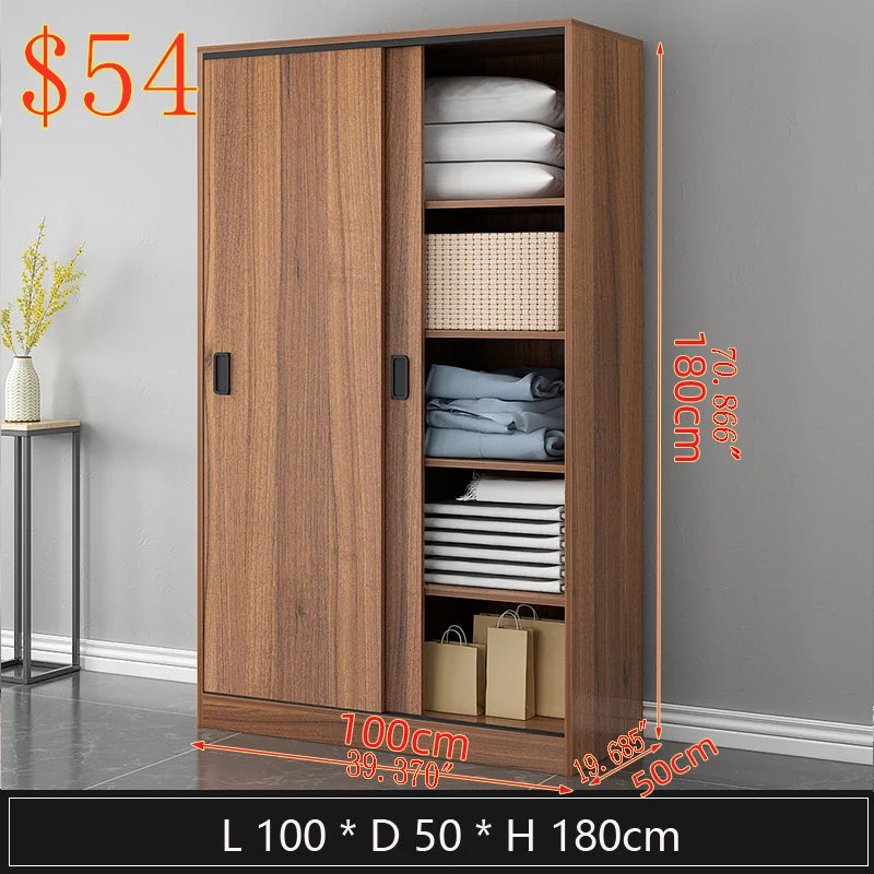 Walnut Wood Wardrobe Sliding Door — Walnut | KIMLUD