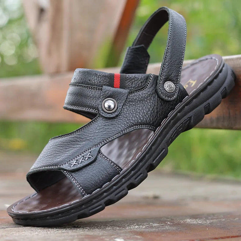 PU Leather Sandals Back Strap — Rich Brown | KIMLUD