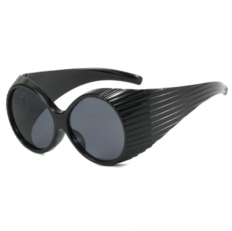 PC Thick Frame Round Sunglasses Solid — Black | KIMLUD