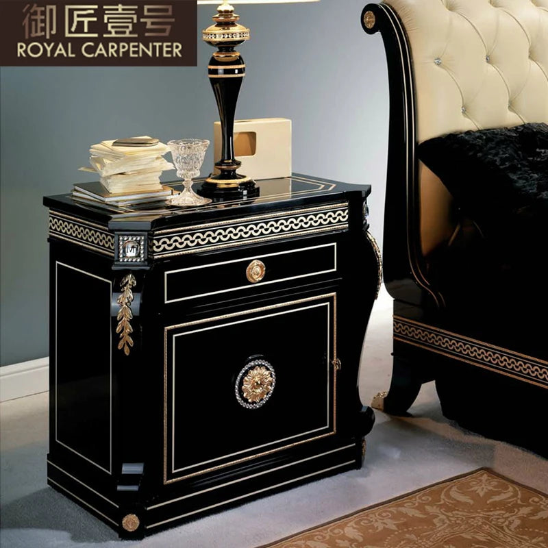 European Style Solid Wood 1.8m Double Bed Carved Princess Design Leather Bed for Master Bedroom Genuine Leather Soft Wedding Bed