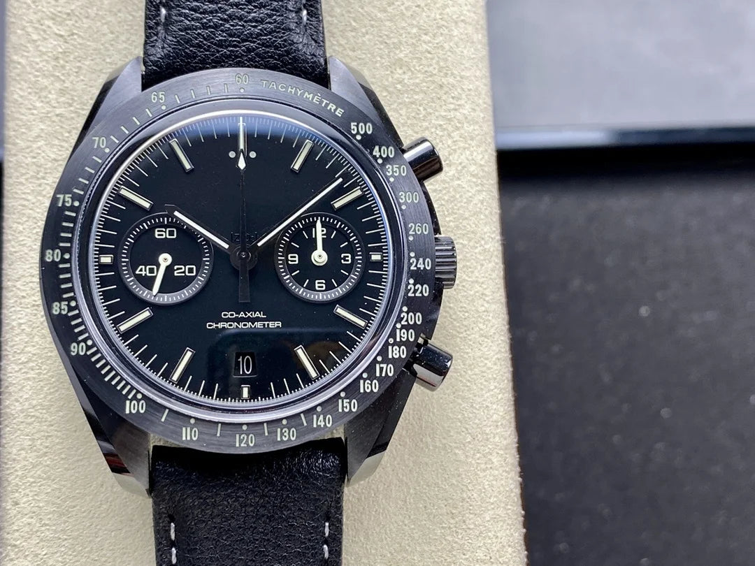 Black Ceramic Chronograph Watch 44mm — Black | KIMLUD
