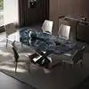 Nordic Modern Luxury Marble Dining Table with Extendable Metal Legs Hot Sale Home Furniture Stone Style Living Room