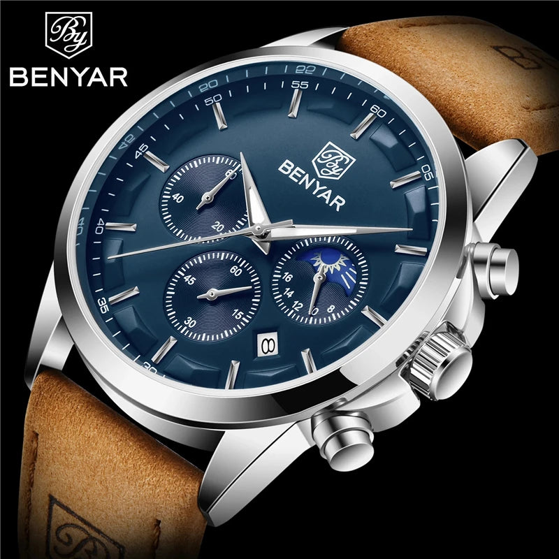 BENYAR 5160 2020 New Blue Men Watches Top Brand Luxury Waterproof Sport Men Clock Quartz Chronograph Men Watch