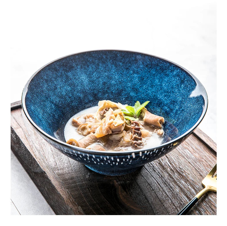 Ceramic Noodle Bowls Large Set — Cobalt Blue | KIMLUD