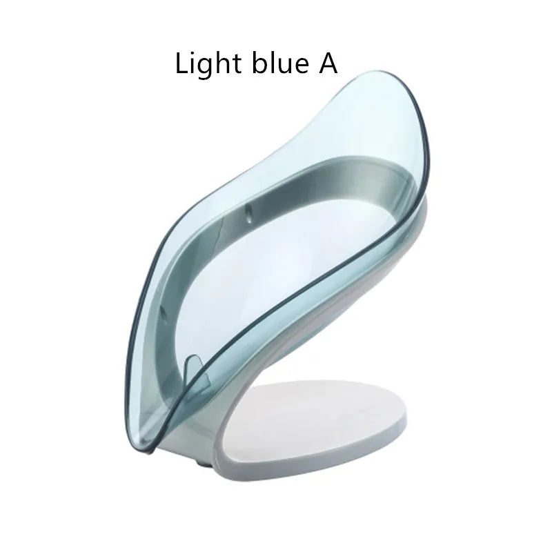 Leaf-Shaped Clear Plastic Soap Dish With Drain — Clear | KIMLUD