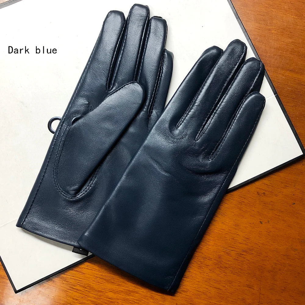 Leather Gloves Genuine Lambskin Short Black | KIMLUD