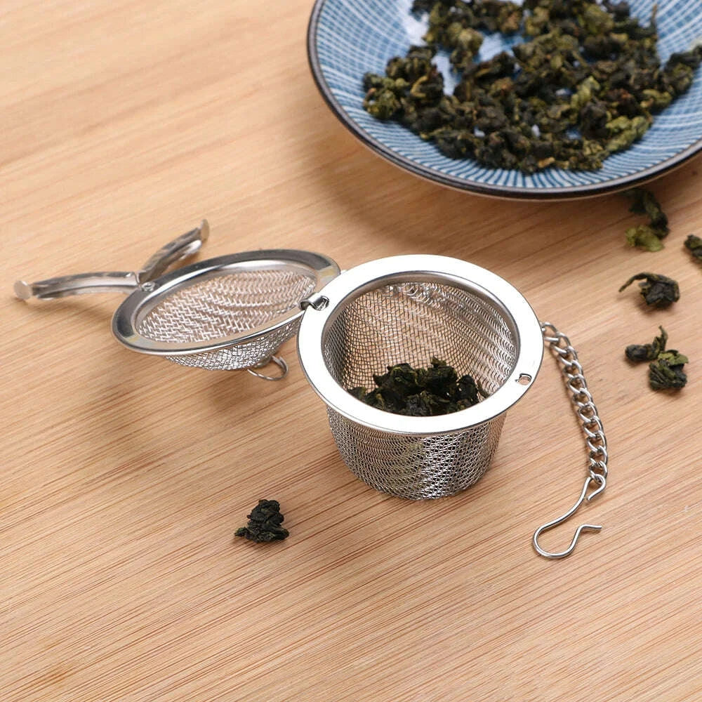 Stainless Steel Mesh Herbal Ball Reusable Tea Spice Strainer Teakettle Locking Tea Filter Seasoning Ball