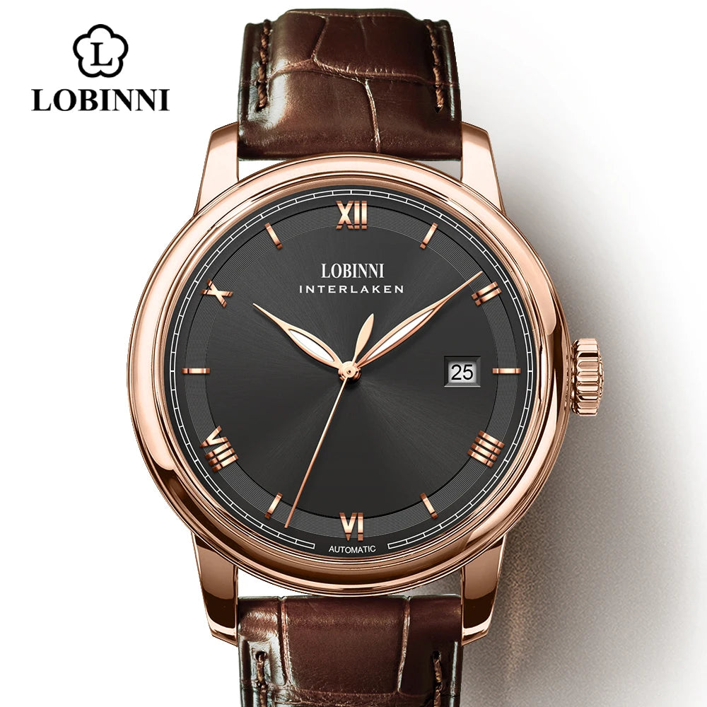 Switzerland LOBINNI Men Watches Luxury Brand Perpetual Calender Japan MIYOTA Auto Mechanical Men's Clock Sapphire Leather